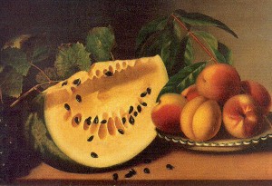 Peale, Margaretta Angelica (American, 1795-1882)1 watermelon and peaches